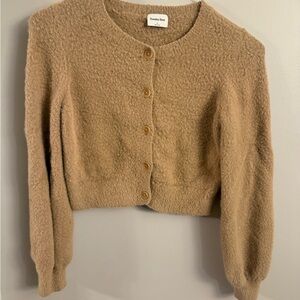 Sunday Best (by Aritzia)Harlow Cardigan in the color Caramel Brown/Heather Birch